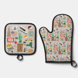 New York City Symbole Ofenhandschuh & Topflappen-Set