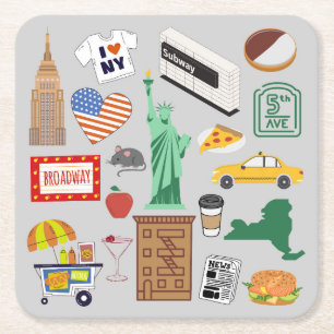 New York City Symbole Rechteckiger Pappuntersetzer