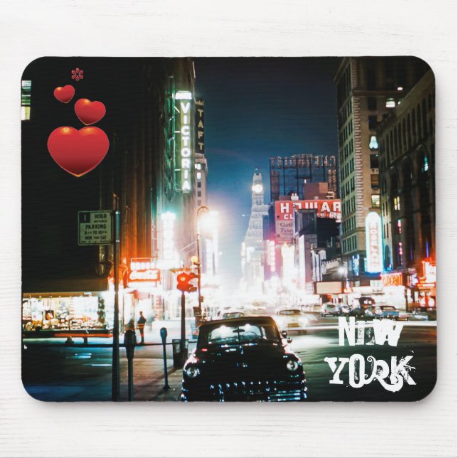 NEW YORK CITY TIMES SQUARE 1950S NEON NIGHT FOTO MOUSEPAD (Vorne)