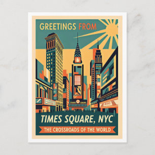 New York City Times Square Retro Postkarte