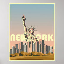 New York City Touristik Poster, Retro-Design, Stat