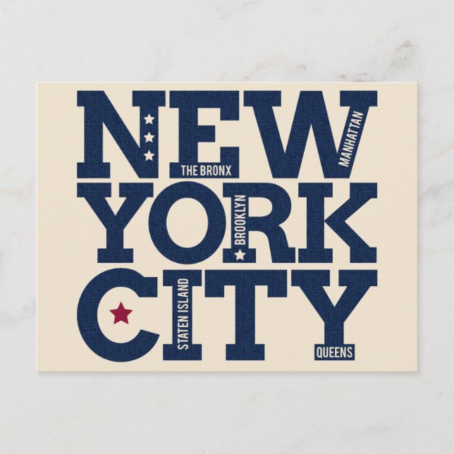 New York City Typografie Postkarte (Vorderseite)