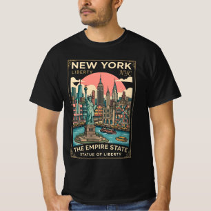 New York City USA -Ikonische Statue & Skyline Vint T-Shirt