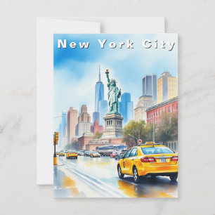 New York City USA Reise Aquarell Postkarte