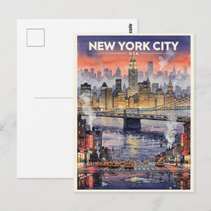 New York City USA Vintage Reise Postkarte