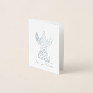 New York City Valentine NYC Skycraper Cupid Wings Folienkarte