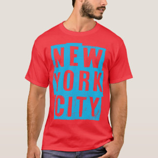 New York City Vintag Light Blue Text T-Shirt