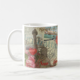 New York City Vintage Liberty Skyline Symbol Kunst Kaffeetasse