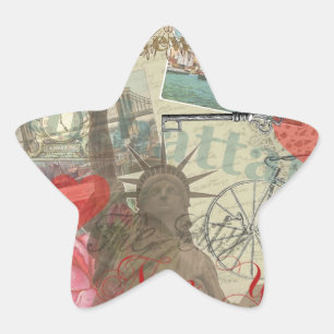 New York City Vintage Liberty Skyline Symbol Kunst Stern-Aufkleber