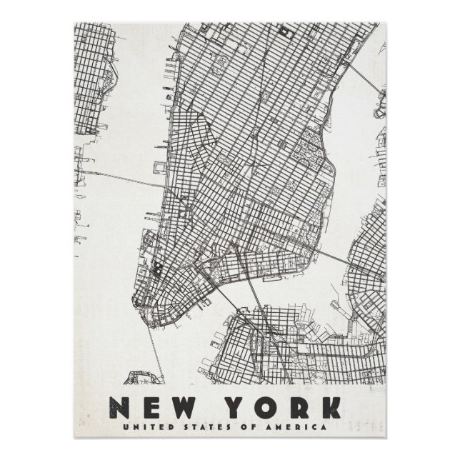 New York City Vintage Travel Map Poster (Vorderseite)