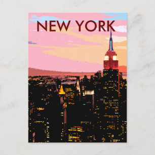 New York City Vue nocturne Peindre carte postale V