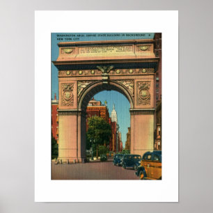 New York City, Washington Arch, Vintag Poster