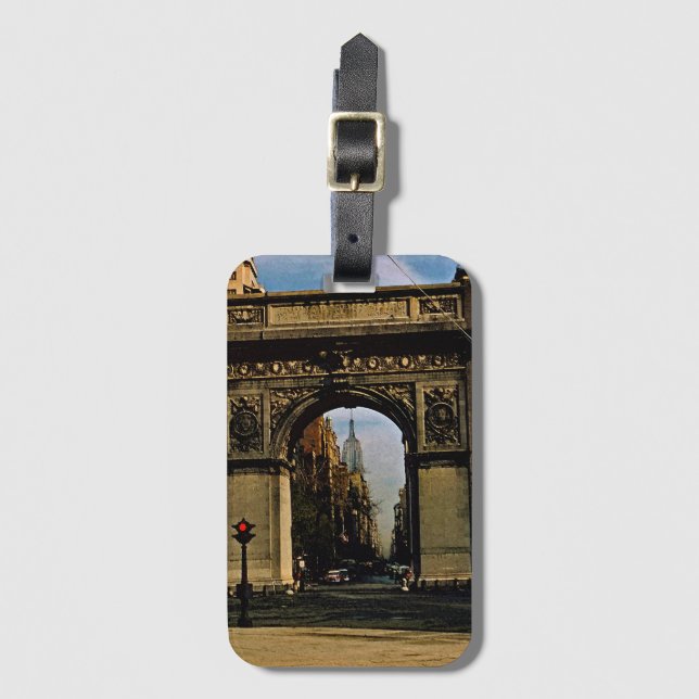 New York City Washington Square Watercolor 1953 Gepäckanhänger (Vorderseite Vertikal)