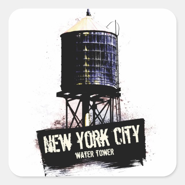 New York City Water Tower Quadratischer Aufkleber (Vorderseite)