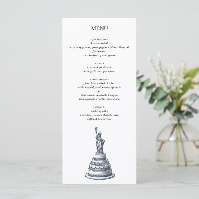 New York City Wedding Cake Menükarte (Stehend Vorderseite)