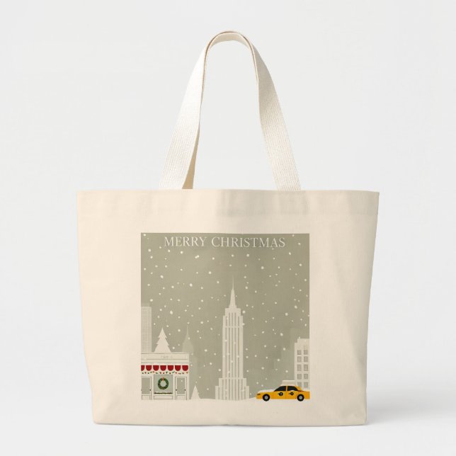 New York City Weihnachten | Iconische Stadt Jumbo Stoffbeutel (Vorne)