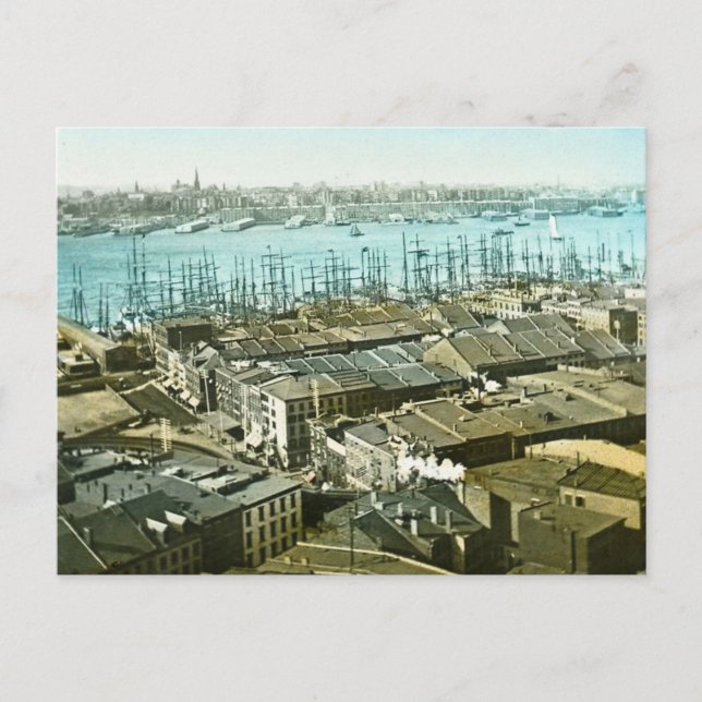 New York City Wharves 1875 Magic Lantern Slide Postkarte (Vorderseite)