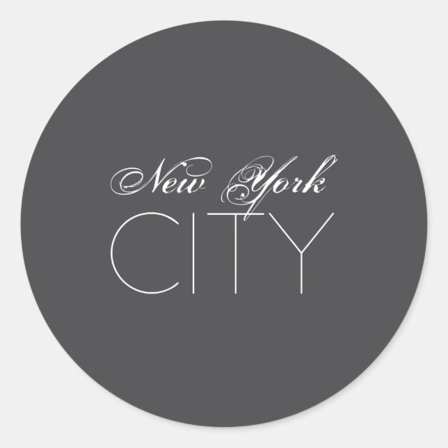 New York City White Text Izable  Runder Aufkleber (Vorderseite)