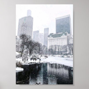 New York City Winter in Central Park Skyline Kunst Poster