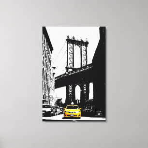 New York City Yellow Taxi Nyc Brooklyn Bridge Leinwanddruck