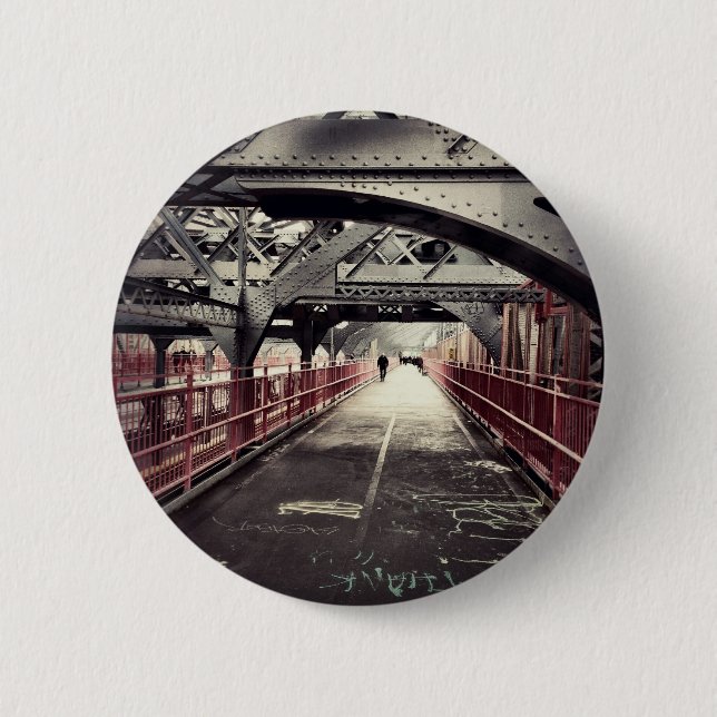 New- York Cityarchitektur - Williamsburg-Brücke Button (Vorderseite)