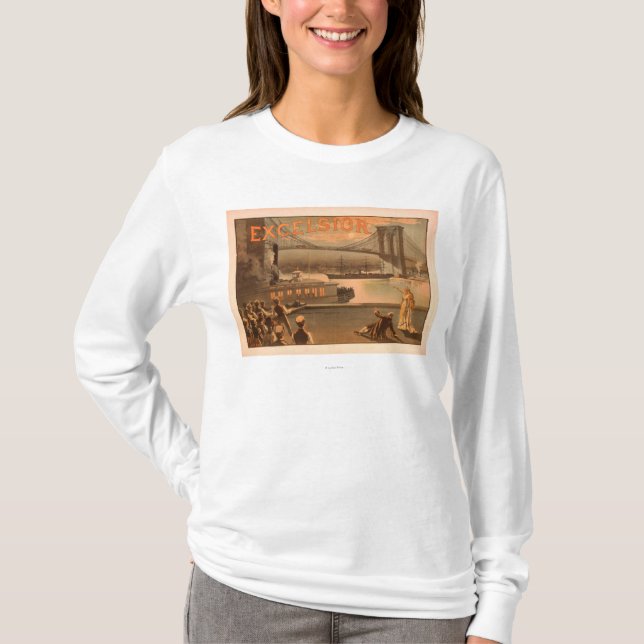 New- York CityBrooklyn-Brücke "Hobelspäne " T-Shirt (Vorderseite)