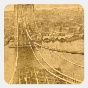 New- York CityBrooklyn-Brücken-Bau 1870s Quadratischer Aufkleber