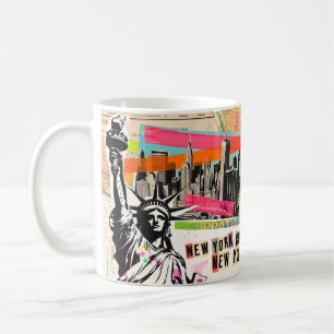New York Cityscape-Reisemagazin-Pop-Art-Collage Kaffeetasse