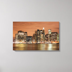 New- York CitySkyline an den Nachtlichtern Leinwanddruck