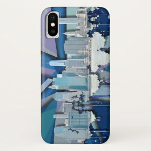 New- York CitySkyline blaues 3D iPhone X Hülle