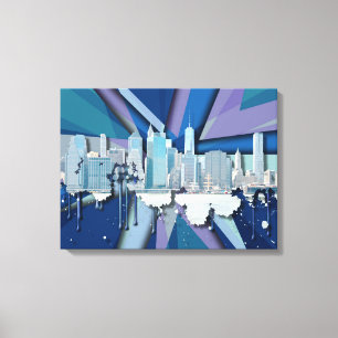 New- York CitySkyline blaues 3D Leinwanddruck