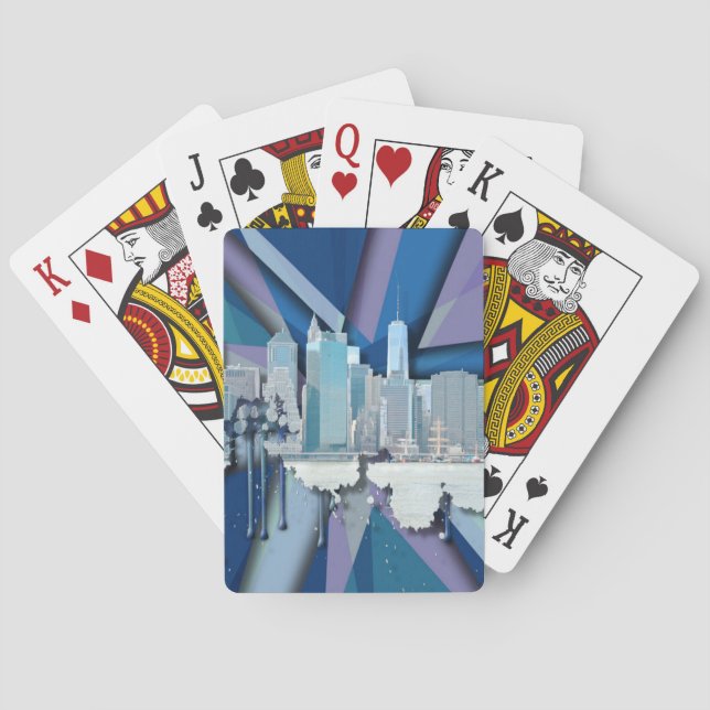 New- York CitySkyline | blaues 3D Spielkarten (Rückseite)