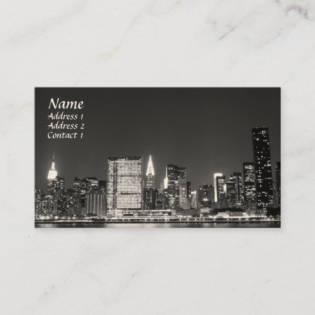 New- York CitySkyline nachts, Lower Manhattan Visitenkarte (Vorderseite)