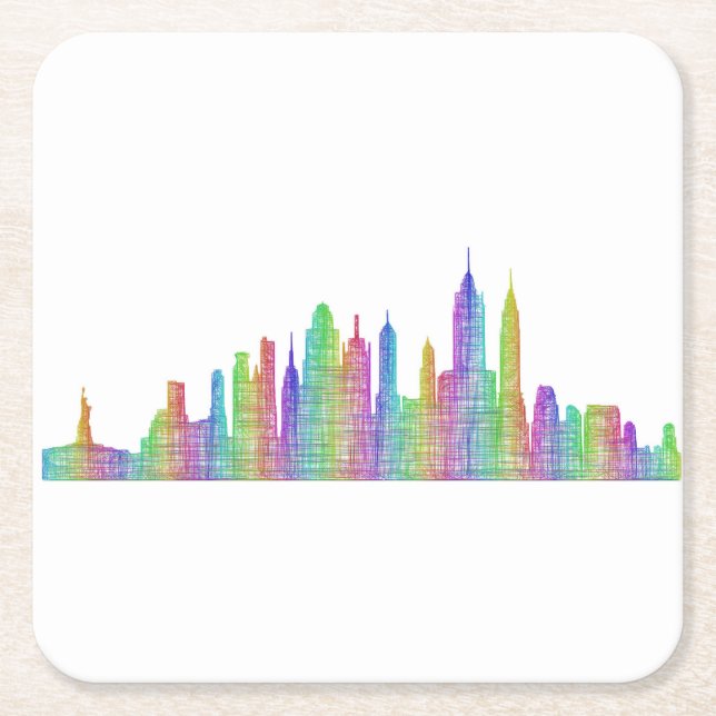 New- York CitySkyline Rechteckiger Pappuntersetzer (Vorderseite)
