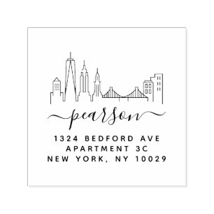 New York Cityskyline-Rücksendeadresse-Briefmarke Permastempel