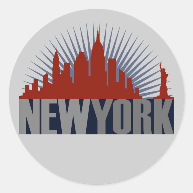 New- York CitySkyline Runder Aufkleber (Vorderseite)