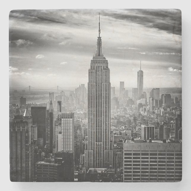 New- York CitySkyline Schwarzweiss Steinuntersetzer (Vorderseite)