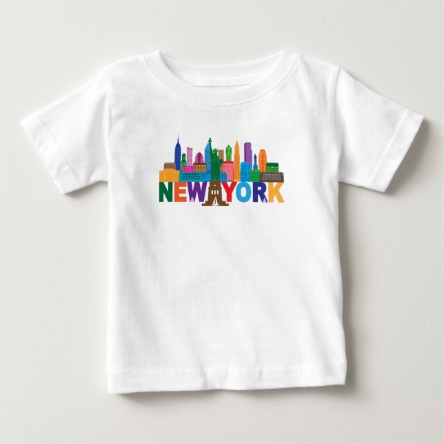 New- York CitySkyline-Typografie Baby T-shirt (Vorderseite)