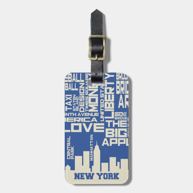 New- York Citytypographie-Plakat Gepäckanhänger (Vorderseite vertikal)