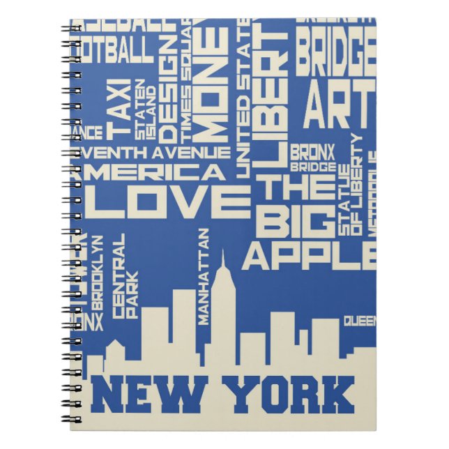 New- York Citytypographie-Plakat Notizblock (Vorderseite)
