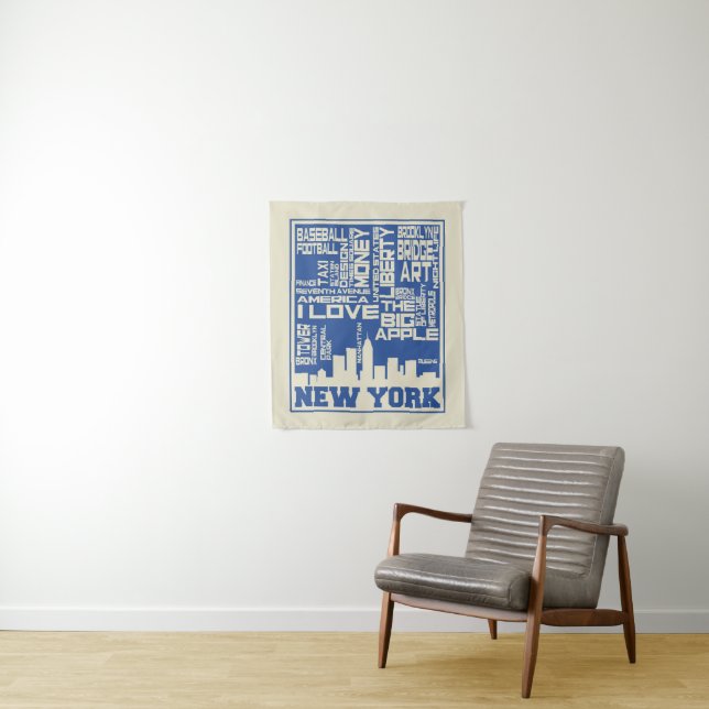 New- York Citytypographie-Plakat Wandteppich (Beispiel)