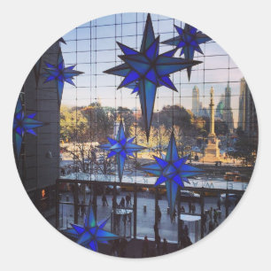New York Columbus Circle Frohe Weihnachtsstars Runder Aufkleber