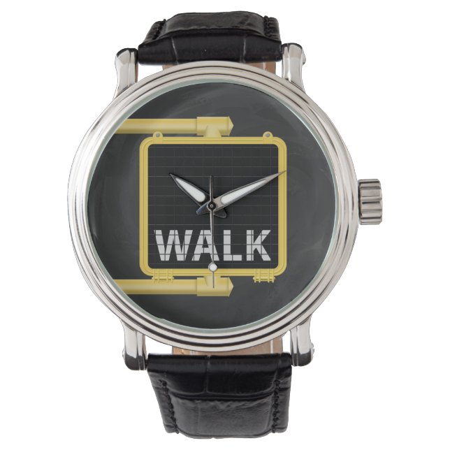 New York Crosswalk Sign Walk Armbanduhr (Vorderseite)