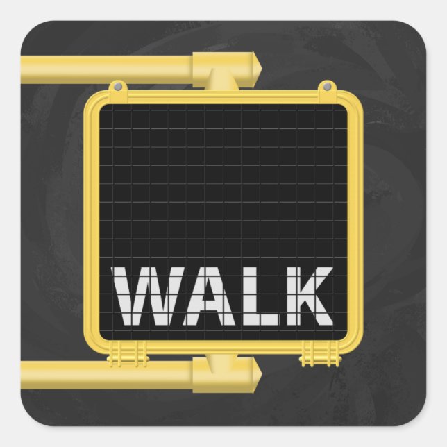 New York Crosswalk Sign Walk Quadratischer Aufkleber (Vorderseite)