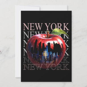 New York Der Große Apfel Frucht Silhouette Stadt Einladung