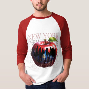 New York Der Große Apfel Frucht Silhouette Stadt T-Shirt