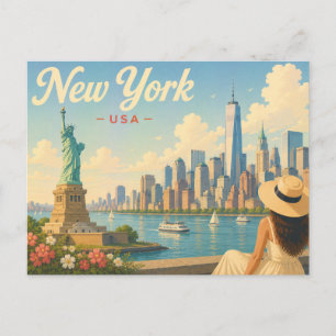 New York - Die Dame mit dem Hut Reise-Postkarte Postkarte