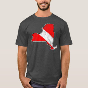 New York Dive Flag Scuba Dive Staat Karte Flasche T-Shirt