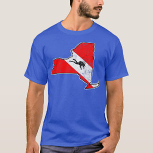New York Dive Flag Scuba Dive Staat Karte Flasche T-Shirt