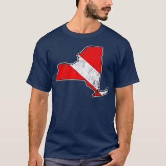 New York Dive Flag Scuba Dive Staat Karte Flasche T-Shirt